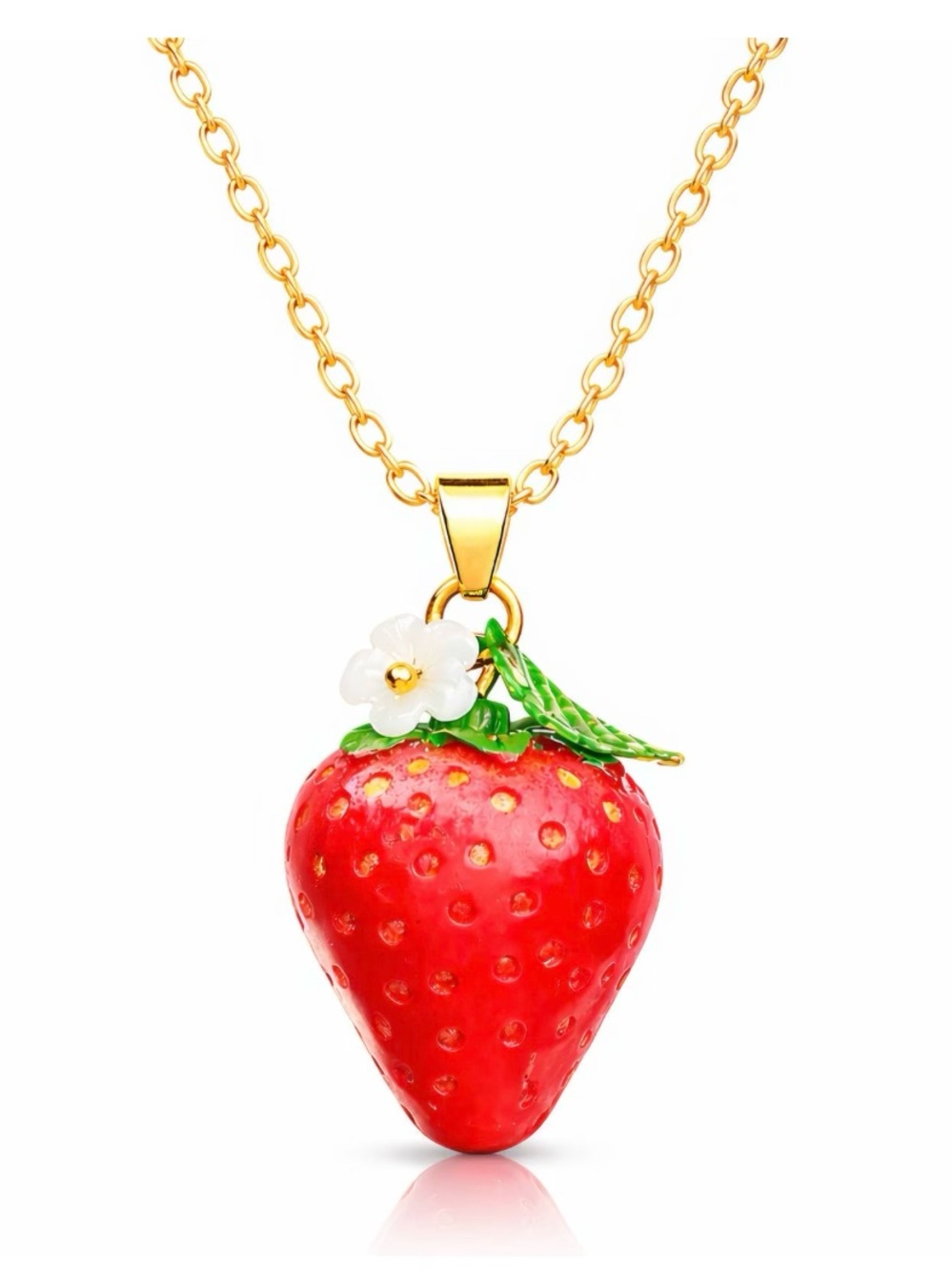 Gold Chain Strawberry Pendant Necklace - Red Strawberry